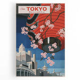Vintage Tokyo Travel Poster | Retro Art Print of Cherry Blossoms