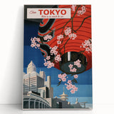 Vintage Tokyo Travel Poster | Retro Art Print of Cherry Blossoms
