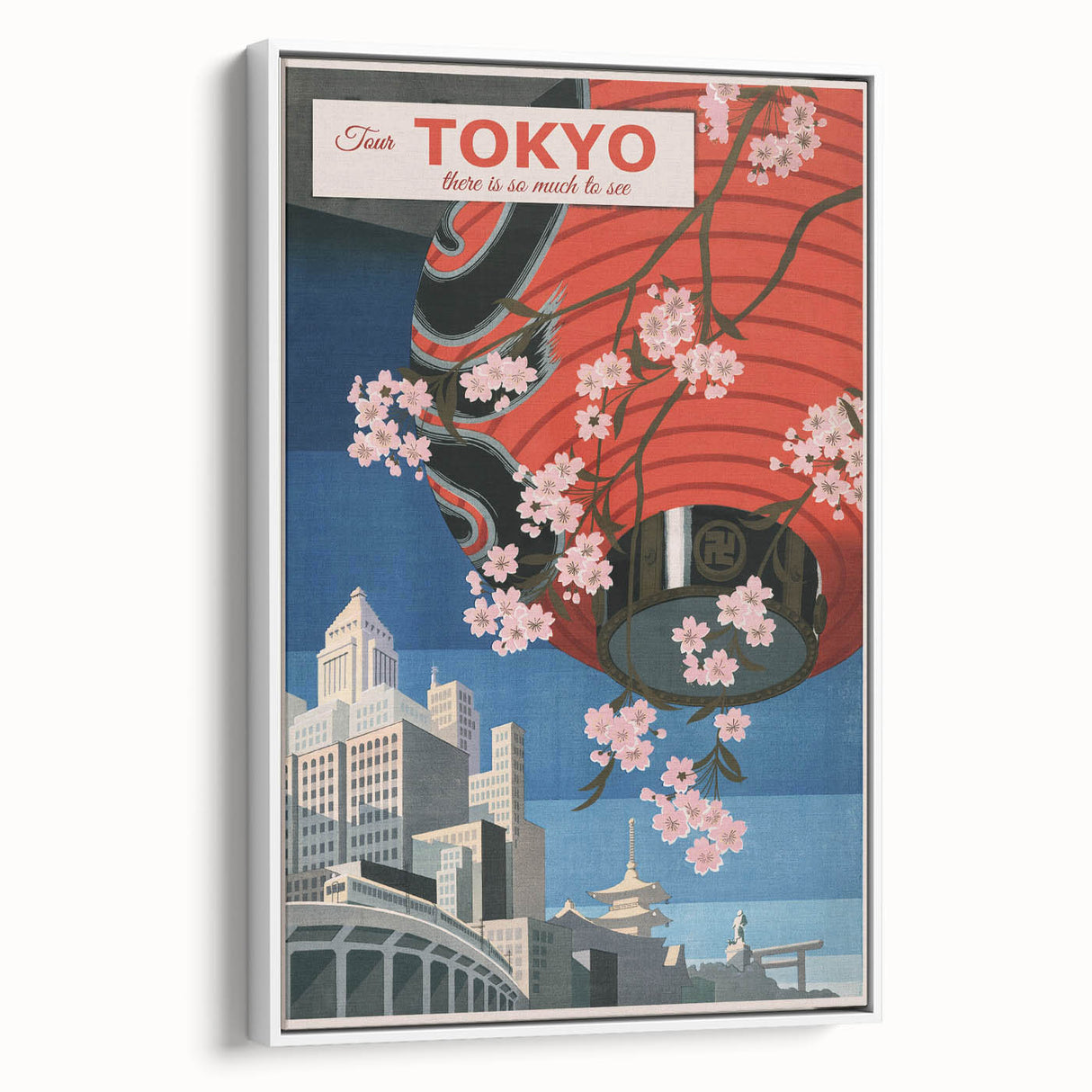 Vintage Tokyo Travel Poster | Retro Art Print of Cherry Blossoms