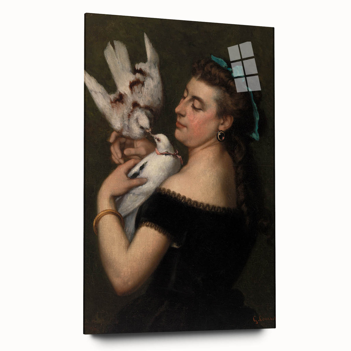 Elegant Realism Portrait | Woman with Pigeons by Gustave Courbet Print