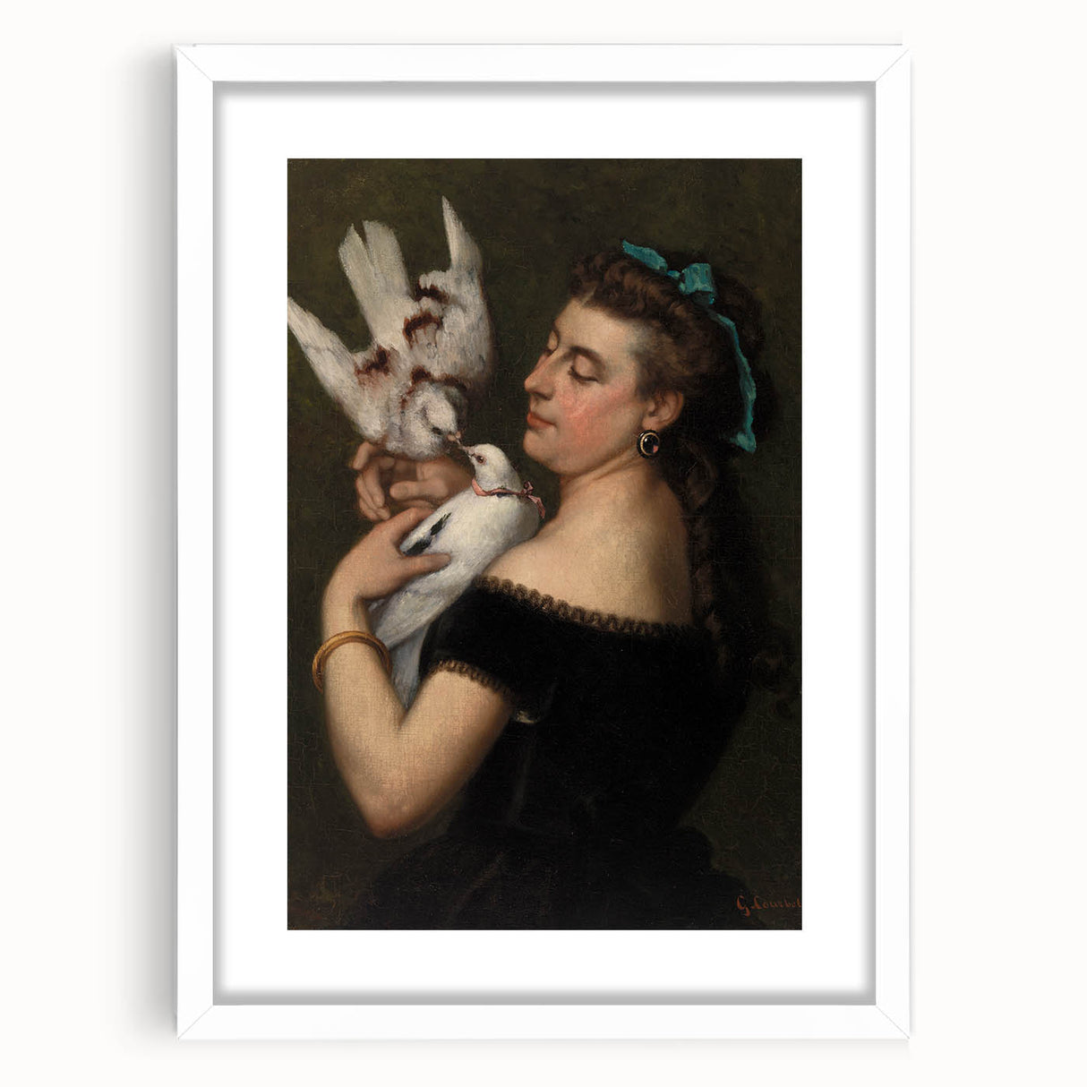 Elegant Realism Portrait | Woman with Pigeons by Gustave Courbet Print