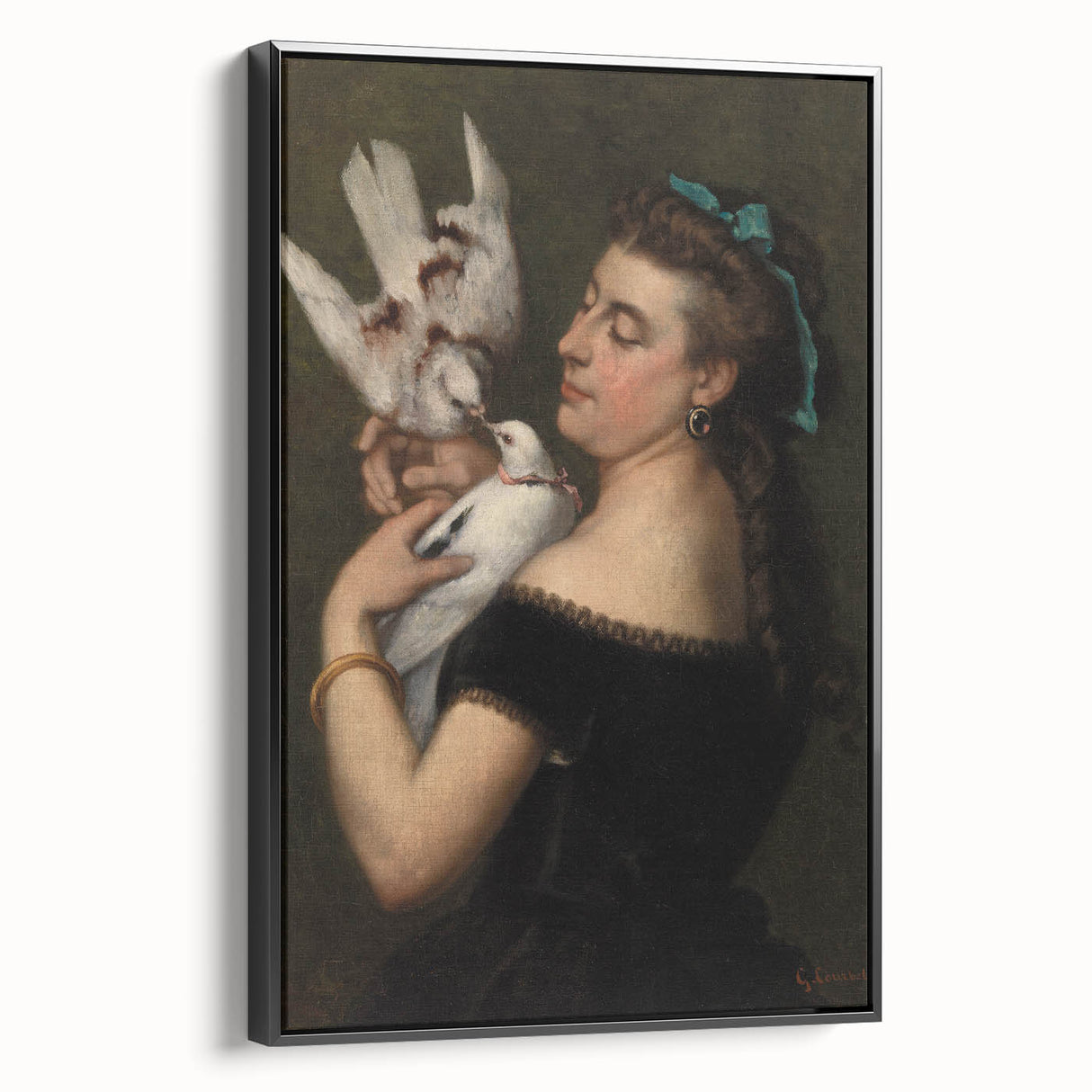Elegant Realism Portrait | Woman with Pigeons by Gustave Courbet Print