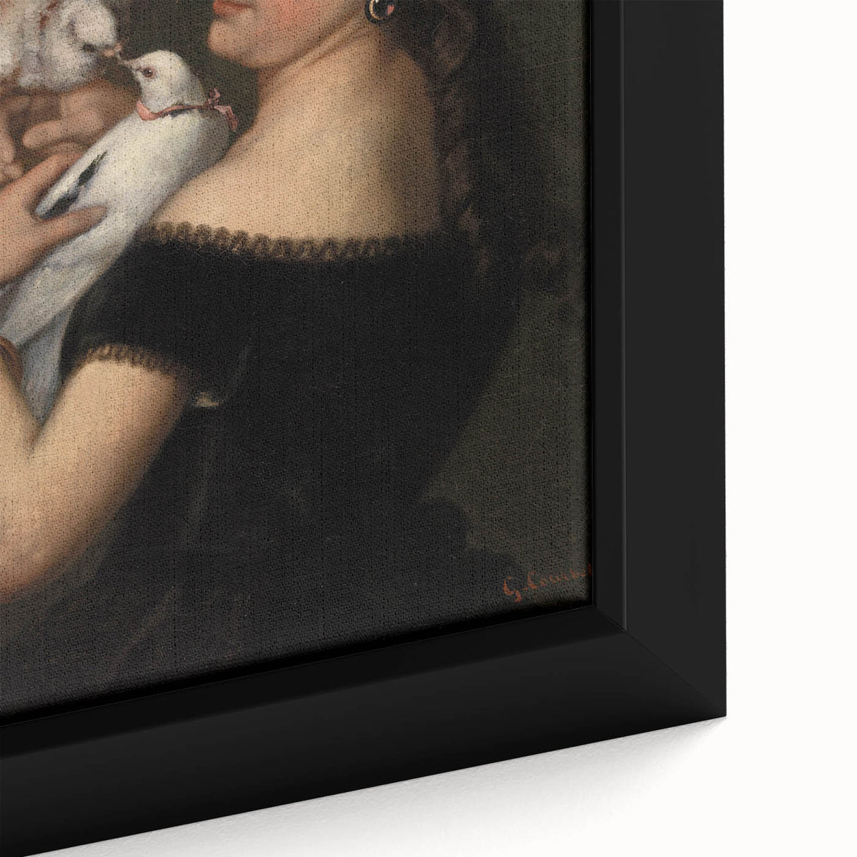 Elegant Realism Portrait | Woman with Pigeons by Gustave Courbet Print