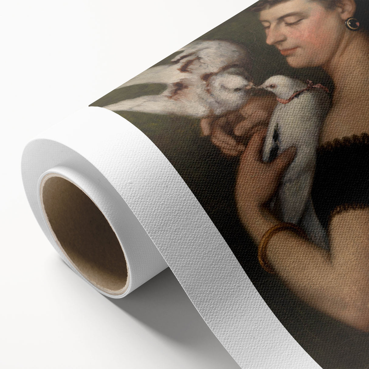 Elegant Realism Portrait | Woman with Pigeons by Gustave Courbet Print