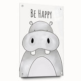 Be Happy Hippo - Boys Room Wall Art Kids Wall Art Prints