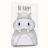 Be Happy Hippo - Boys Room Wall Art Kids Wall Art Prints