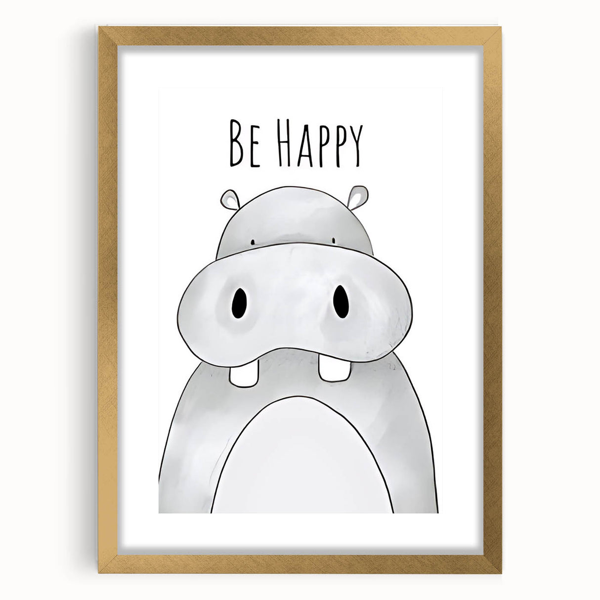 Be Happy Hippo - Boys Room Wall Art Kids Wall Art Prints