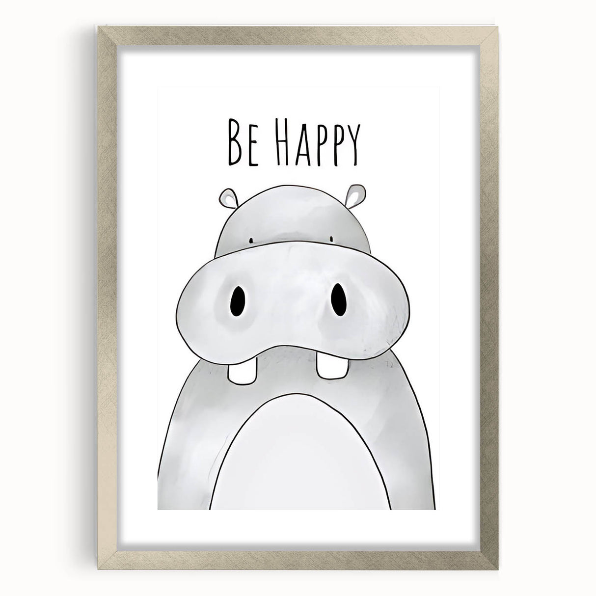 Be Happy Hippo - Boys Room Wall Art Kids Wall Art Prints