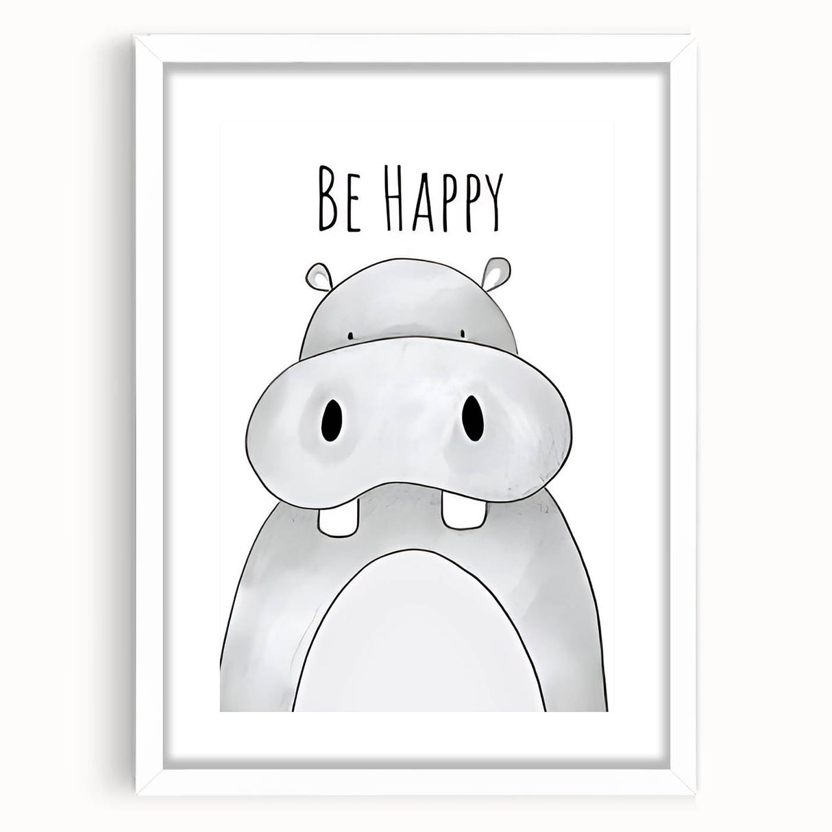 Be Happy Hippo - Boys Room Wall Art Kids Wall Art Prints