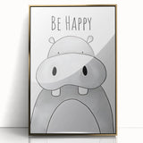 Be Happy Hippo - Boys Room Wall Art Kids Wall Art Prints