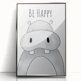 Be Happy Hippo - Boys Room Wall Art Kids Wall Art Prints