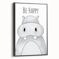 Be Happy Hippo - Boys Room Wall Art Kids Wall Art Prints