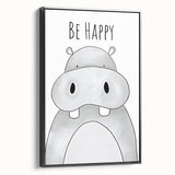 Be Happy Hippo - Boys Room Wall Art Kids Wall Art Prints