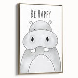 Be Happy Hippo - Boys Room Wall Art Kids Wall Art Prints