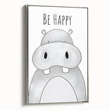 Be Happy Hippo - Boys Room Wall Art Kids Wall Art Prints