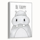 Be Happy Hippo - Boys Room Wall Art Kids Wall Art Prints