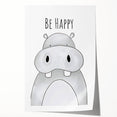 Be Happy Hippo - Boys Room Wall Art Kids Wall Art Prints