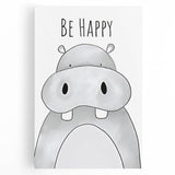 Be Happy Hippo - Boys Room Wall Art Kids Wall Art Prints