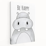 Be Happy Hippo - Boys Room Wall Art Kids Wall Art Prints