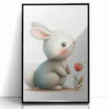 Soft Bunny Nursery Wall Art - Framed Baby Room Decor Print