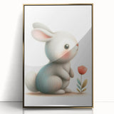 Soft Bunny Nursery Wall Art - Framed Baby Room Decor Print