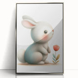 Soft Bunny Nursery Wall Art - Framed Baby Room Decor Print