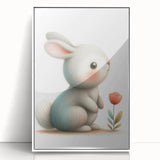 Soft Bunny Nursery Wall Art - Framed Baby Room Decor Print