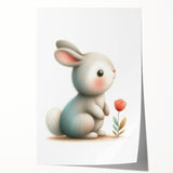 Soft Bunny Nursery Wall Art - Framed Baby Room Decor Print