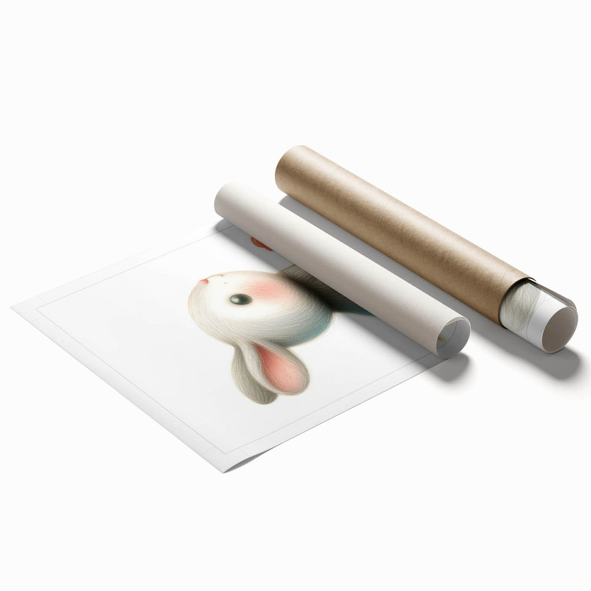 Soft Bunny Nursery Wall Art - Framed Baby Room Decor Print