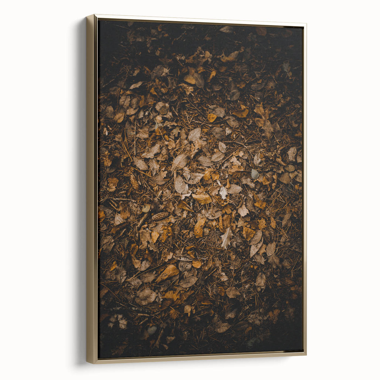 Vintage poster art of a fall landscape on framed canvas, featuring golden hues, ideal for bedroom wall decor.