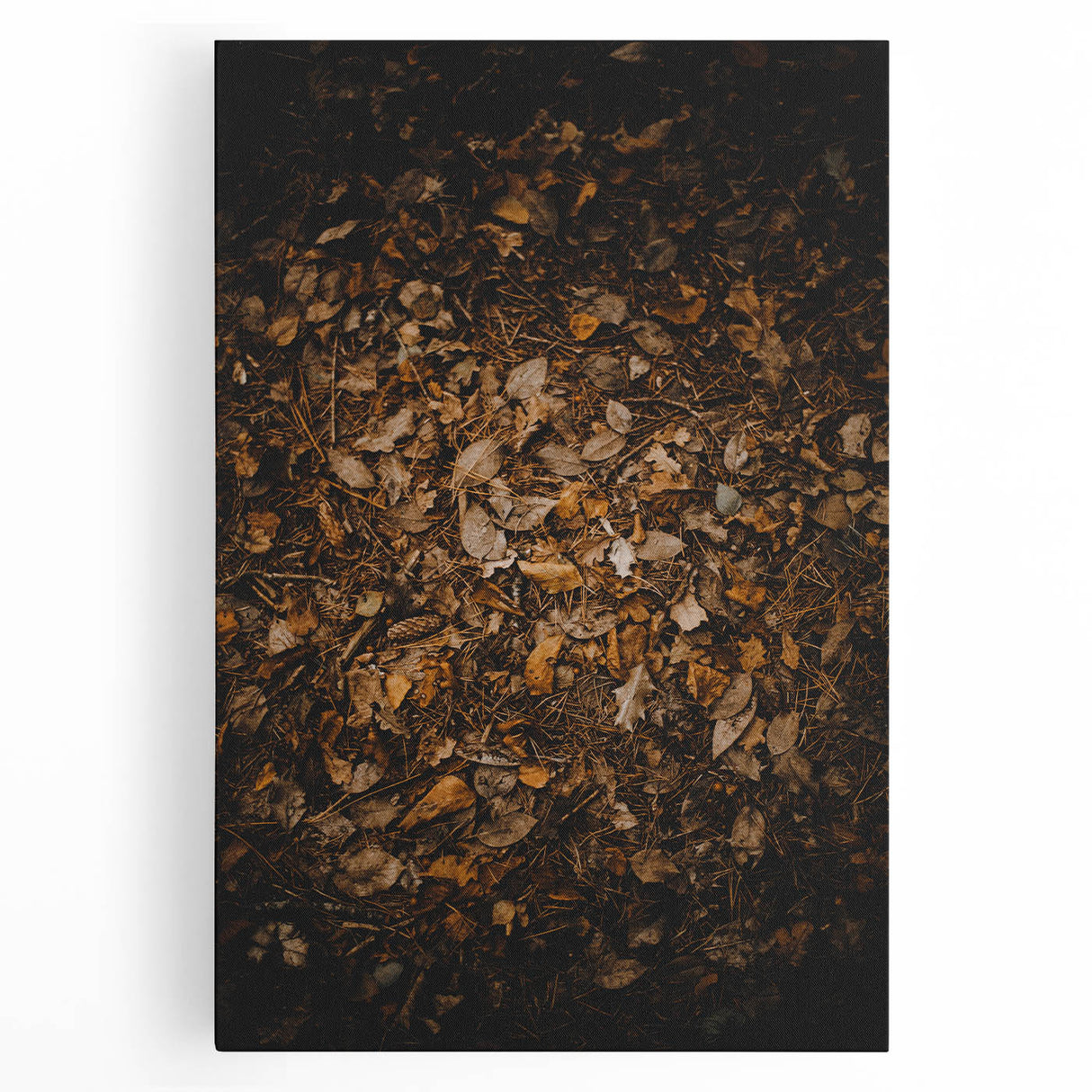 Large black and white abstract depiction of autumn trees on stretched canvas, suited for kitchen wall art.