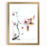 Extra large abstract art print with textured design, featuring spring themes in pastel shades, framed in gold.