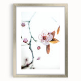 Textured abstract art print in soft pastel shades, framed in silver, ideal for bedroom wall decor.