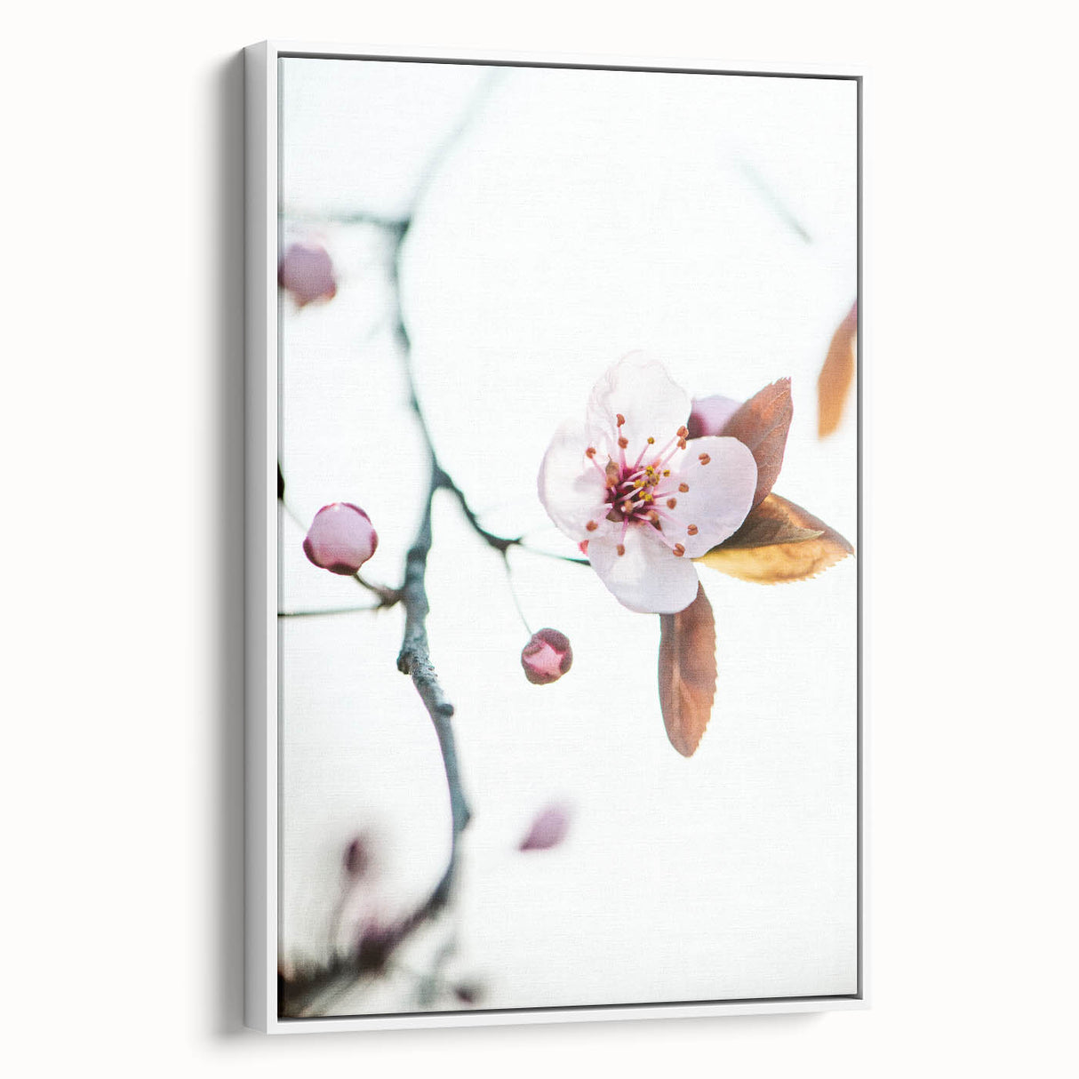Vintage poster art of spring season on extra large framed canvas, featuring colorful art in pastel shades.