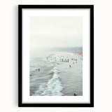 Extra large abstract art print featuring textured, colorful swirls in vibrant summer hues on a black framed canvas.