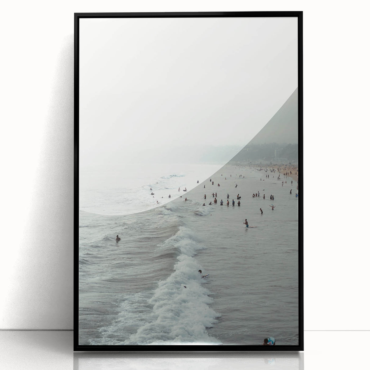 Large abstract wall art featuring vibrant summer tones on a black acrylic frame, ideal for modern living room decor.