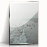 Mid-century modernist art depicting summer season in pastel shades on a silver-framed acrylic print.