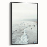 Black and white vintage poster art of a summer landscape on framed canvas, ideal for bedroom wall decor.