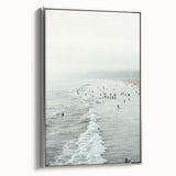 Landscape art painting of a summer scene on framed canvas, featuring vibrant green and blue tones.