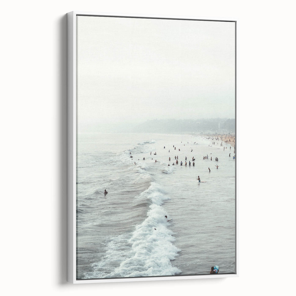 Extra large framed canvas featuring vintage poster art of a colorful summer scene, ideal for living room decor.