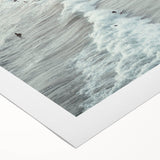 Art deco poster featuring a summer theme in vibrant yellow and blue tones, on rolled canvas, suitable for dining room decor.