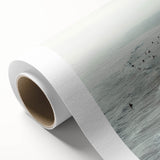 Art deco poster featuring a stylized summer scene on rolled canvas, with soft pastel colors, ideal for nursery wall art.