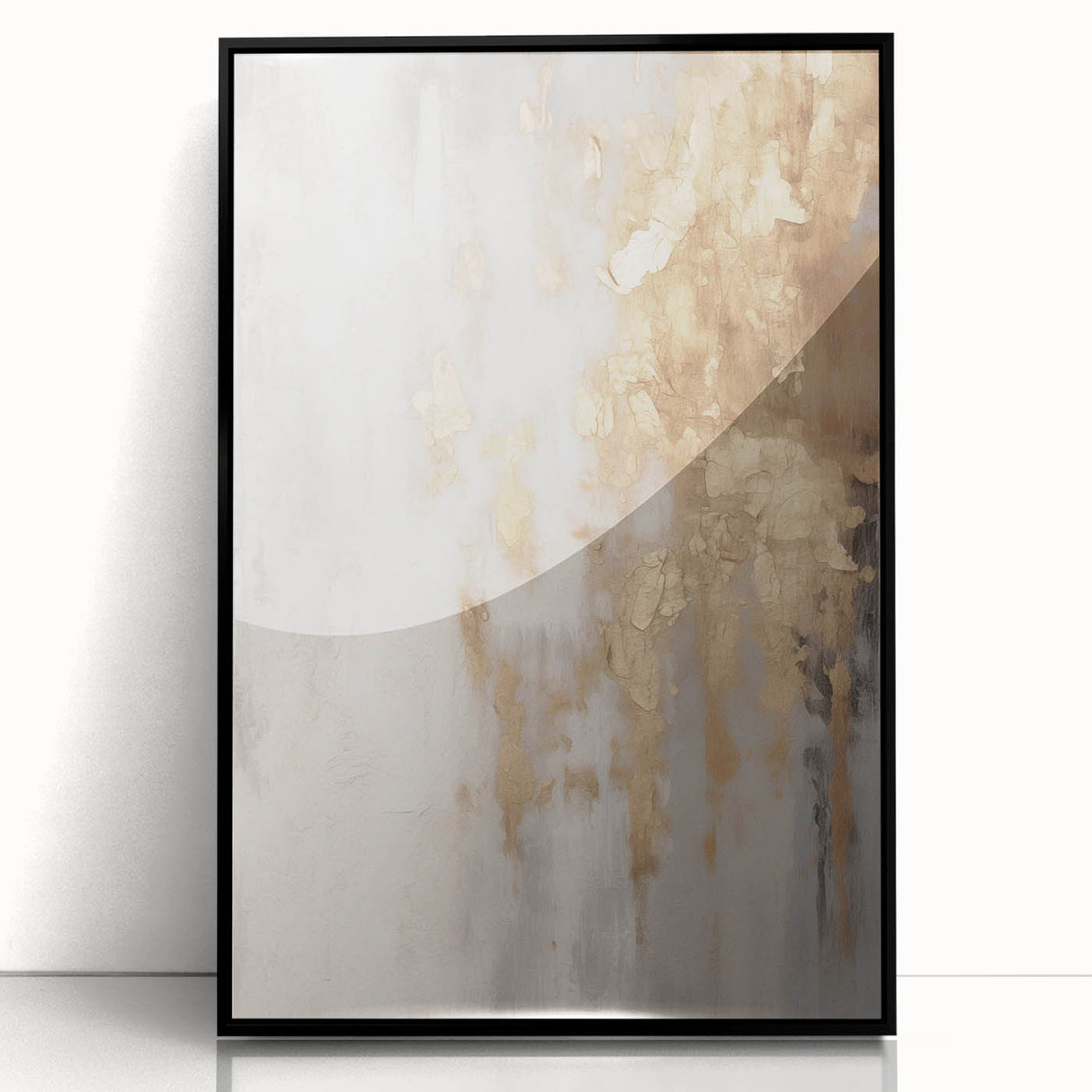 Large abstract wall art featuring swirling blue and white patterns, framed in black acrylic.