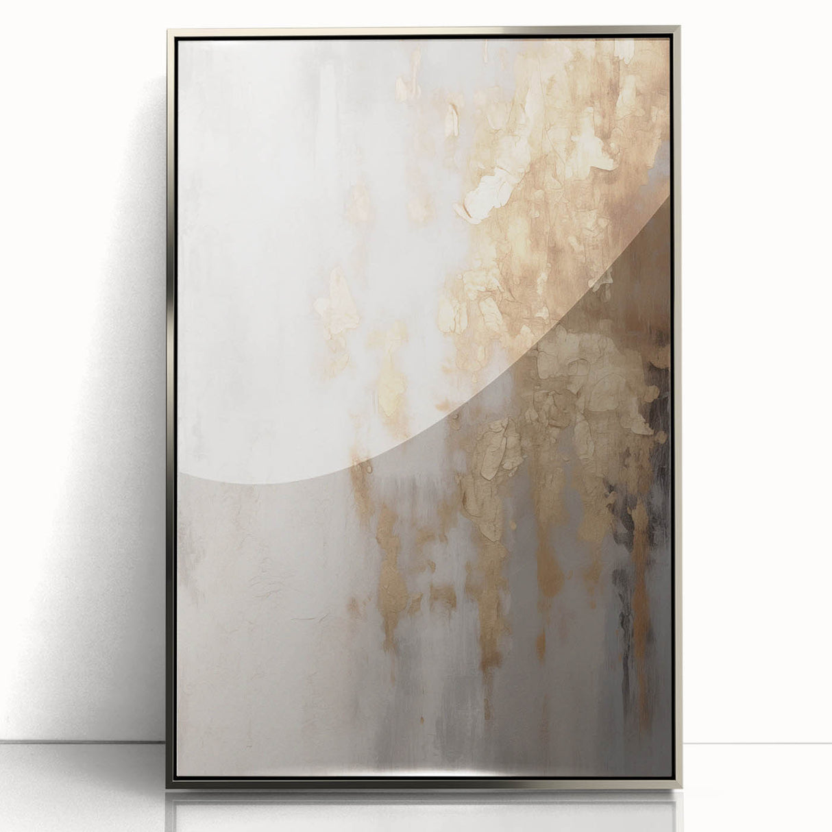 Mid-century modernist winter scene in muted blue and white tones, framed acrylic, ideal for nursery wall decor.