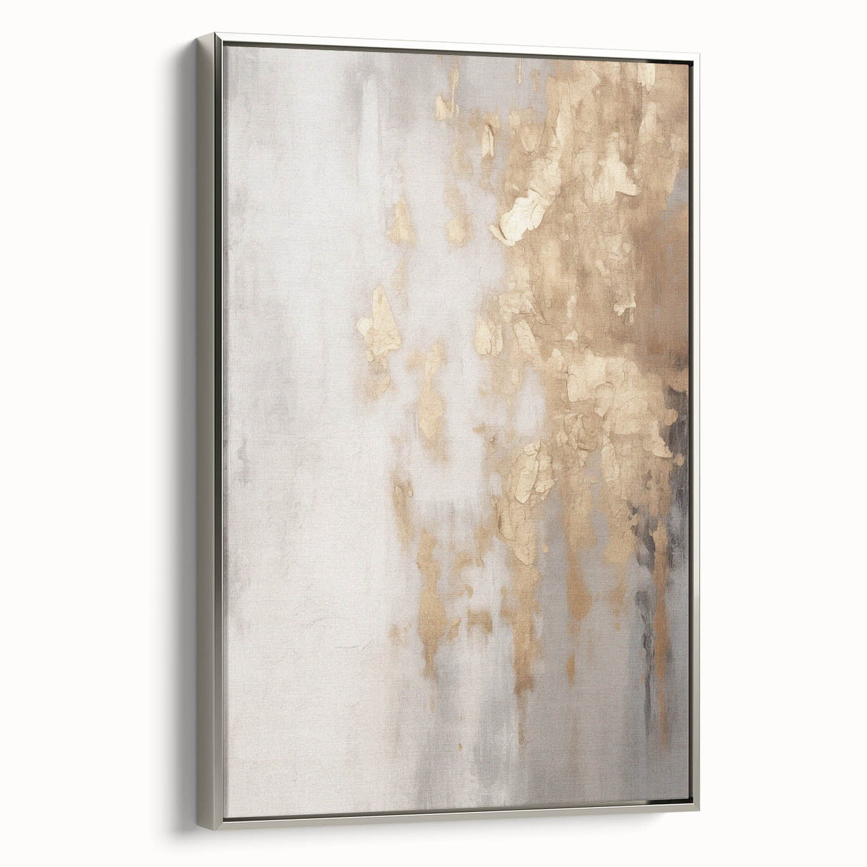 Winter landscape art painting on framed canvas, featuring muted blue and white tones, ideal for a living room.