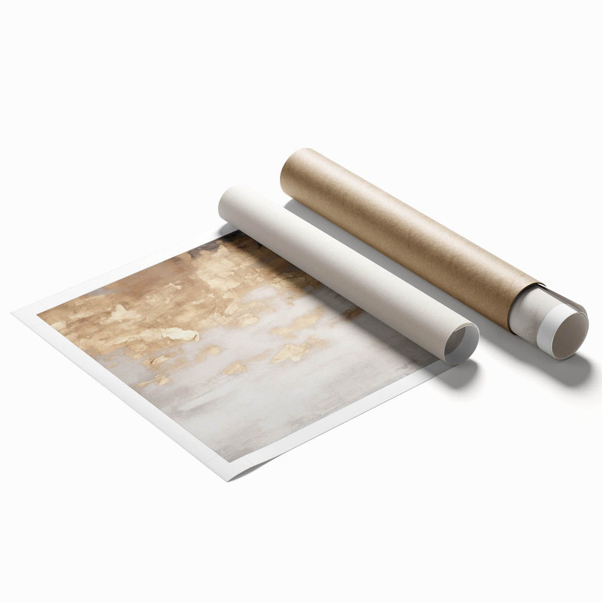 Extra large rolled print featuring a winter floral motif in muted blues and whites, ideal for classy bathroom wall art.