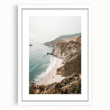 Abstract art print featuring swirling blue and white patterns on a framed canvas, ideal for dining room decor.