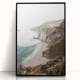 Large abstract wall art featuring swirling blue and white patterns on acrylic, in a black frame.