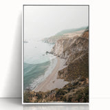 Art deco poster featuring a stylized summer scene in pastel shades, acrylic print framed in white.