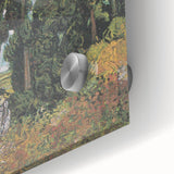 Large abstract wall art on acrylic glass, featuring swirling blue and yellow hues.